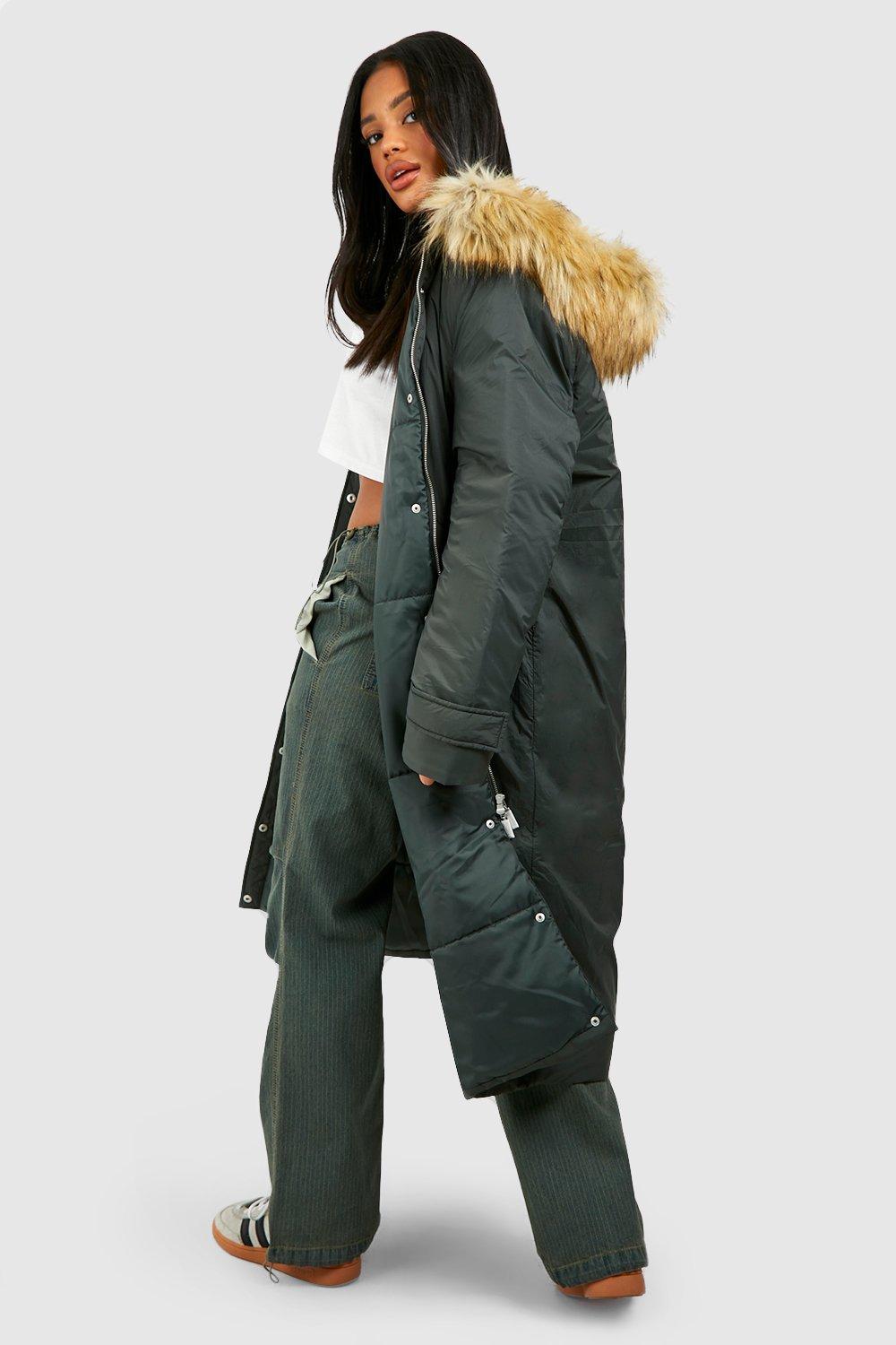 Green parka with deals faux fur hood